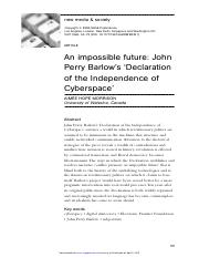 An impossible future - John Barlow's 'Declaration'.pdf