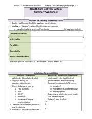 Health Care Delivery System Summary Work Worksheet.doc