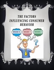 The factors influencing consumer behavior