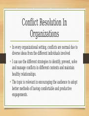 Conflict resolution essays