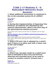 CCNA 2 v7 Modules 5 – 6 Redundant Networks Exam Answers.docx