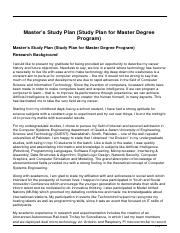sample study plan for masters scholarship pdf