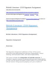 British Literature -2319 Signature Assignment.docx