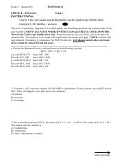 CHEM 1B Exam 1 Spring 23 Form A Answer Key.pdf