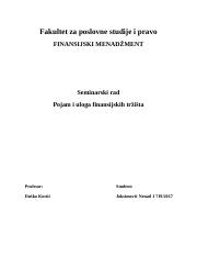 Pojam i uloga finansijskog trzista-Seminarski rad.docx
