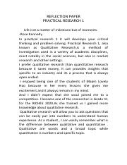 practical research reflection paper