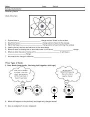 Biology Chemistry Atoms Worksheet