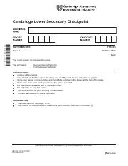 Cambridge Secondary Checkpoint - Mathematics (1112) October 2021 Paper 1 Question.pdf