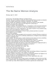 no name woman analysis essay