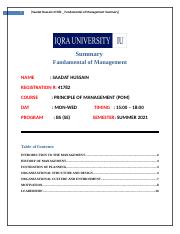 Summary_Saadat Hussain 41782 _ Fundamental of Management.docx