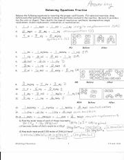 Balancing Equations and Reaction Types ANSWER KEY