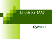 Syntax I