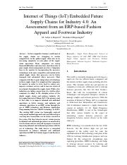 Internet of Things (IoT) Embedded Future Supply Chains for Industry 4.0 An Assessment from an ERP-ba