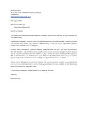 Complaint letter for restaurant (BM Portfolio).docx