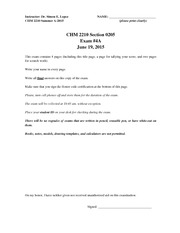 CHM 2210 Summer A 2015 _practice exam 4_