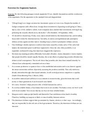 New Exercises for Argument Analysis - Exercises for Argument Analysis
