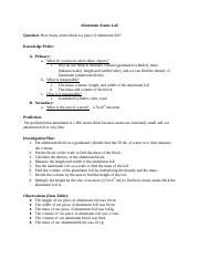 Honors Chemistry Claim Evidence and Reasoning Lab Report