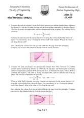 Second Year - Fluid Mechanics (I) - Sheet (8) & Sheet (9) (1)