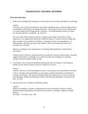 MGMT2064 TRADITIONAL TRAINING METHODS Questions.docx