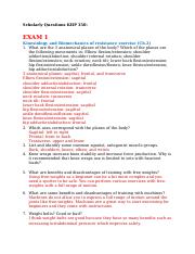 KHP 350 Scholarly Questions Exam 1 and Exam 2.docx
