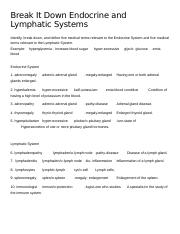 Assignment-Break it Down- Endocrine System and Lymphatic.docx