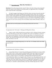 Main Idea Worksheet 4 / 5th Grade Theme Worksheets Image Result For Vs