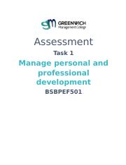 BSBPEF501 - Assessment Task 1 v2.docx