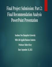 Week 9-1 Project Submission on Analysis Workbook and Final Recommendations.pptx