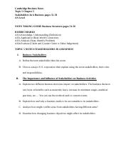 Topic Stakeholders in Business Note Taking Guide AS Level.docx