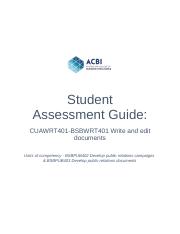 CUAWRT401-BSBWRT401 Student Assessment Guide.docx
