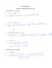 3.4 Product and Quotient Rules Worksheet Solutions