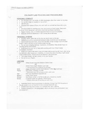 Culinary Lab Policies and Procedures