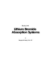 Study Unit Lithium Bromide Absorption Systems