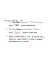 exponential vs power model notes