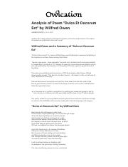 Analysis of Poem %22Dulce Et Decorum Est%22 by Wilfred Owen - Owlcation.pdf