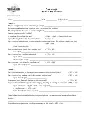 Sample Adult Hearing Case History Form