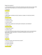 Biology Exam questions 2