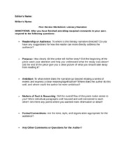 literacy narrative peer review sheet