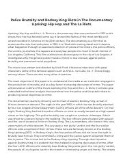 Police Brutality And Rodney King Riots In The Documentary Uprising_ Hip Hop And The La Riots_ [Essay