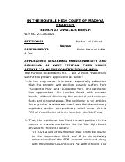 Application Regarding Dismissal of Petition Mandan Lal Kakkad V Union Bank of India HC.docx