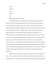 The medieval literature final draft