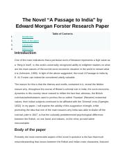 The Novel “A Passage to India” by Edward Morgan Forster Research Paper.docx