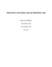 Newton's Second Law of Motion Lab