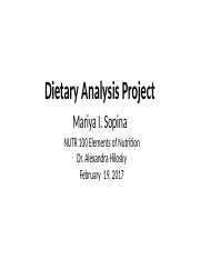 Dietary Analysis Part IV [Autosaved]