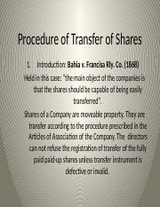 registration of transfer of shares