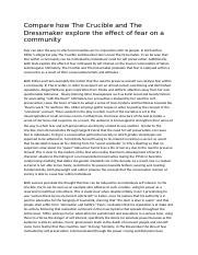 Compare how The Crucible and The Dressmaker explore the effect of fear on a communit1.docx