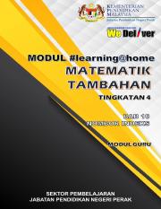 Modul Learning Home Mt Ting 4 Bab 10 Guru Pdf Modul Learning Home Matematik Tambahan Tingkatan 4 Panduan Penggunaan Modul 1 Pembinaan Modul Course Hero