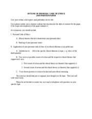 Outline Of Personal Code Of Ethics And Position Paper Outline Of Personal Code Of Ethics And Position Paper Give Your Outline A Descriptive And Course Hero