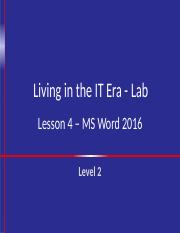 Lesson 4 - MS Word 2016 - Level 2 - Chapter 1-6-Activity and Exercises.docx