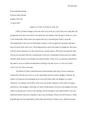 Analysis Research Paper on A Pair Of Tickets By Amy Tan QW.docx
